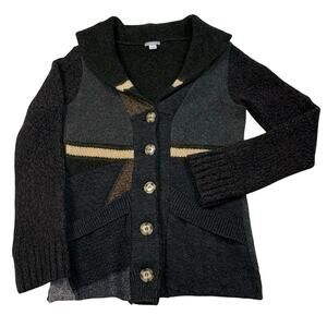 Preloved 100% Recycled Wool Cardigan Sweater Women's L (Fits S) Gray Brown